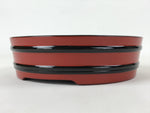 Japanese Lacquered Wooden Serving Dish Vtg Sushioke Tray Bowl Red Black L89