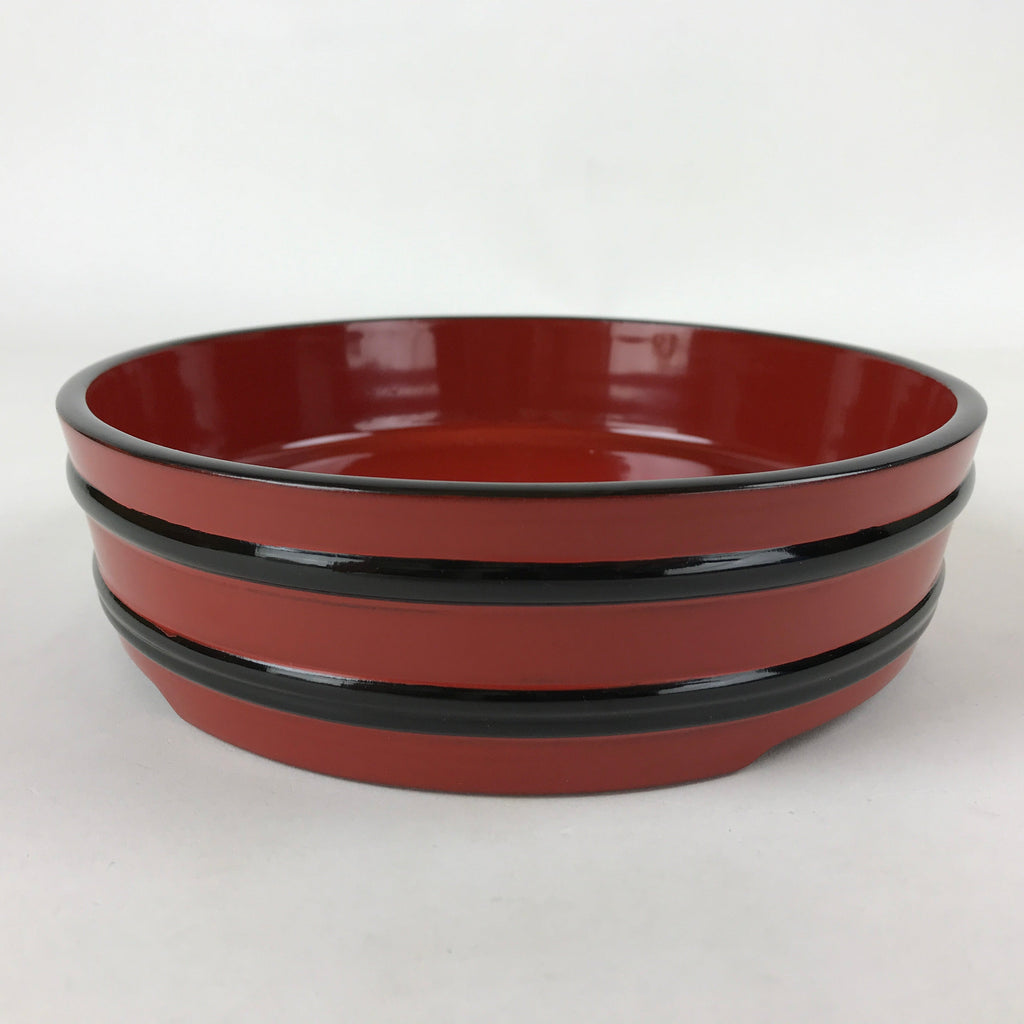 Japanese Lacquered Wooden Serving Dish Vtg Sushioke Tray Bowl Red Black L89