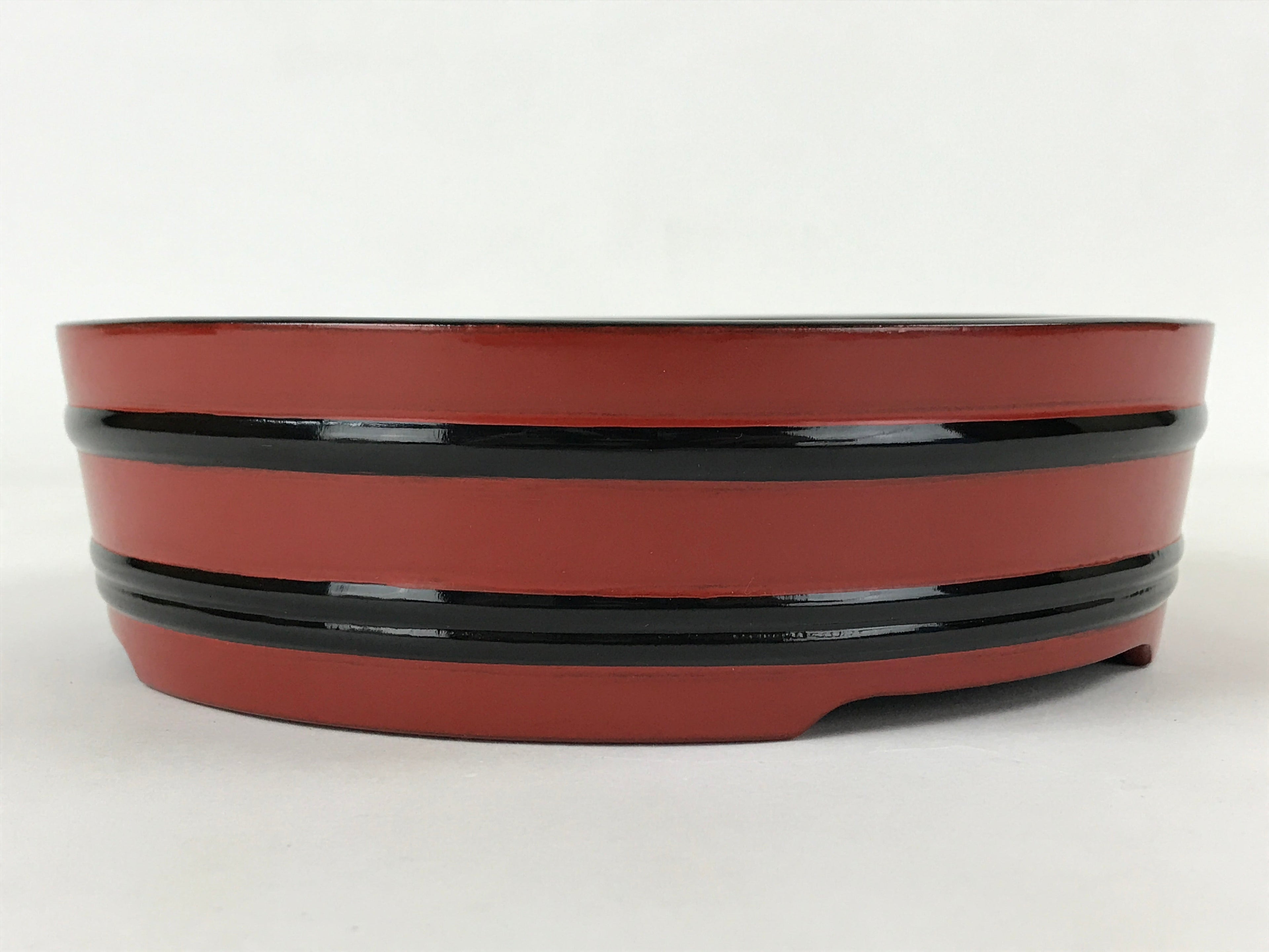 Japanese Lacquered Wooden Serving Dish Vtg Sushioke Tray Bowl Red Black L90