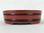 Japanese Lacquered Wooden Serving Dish Vtg Sushioke Tray Bowl Red Black L90