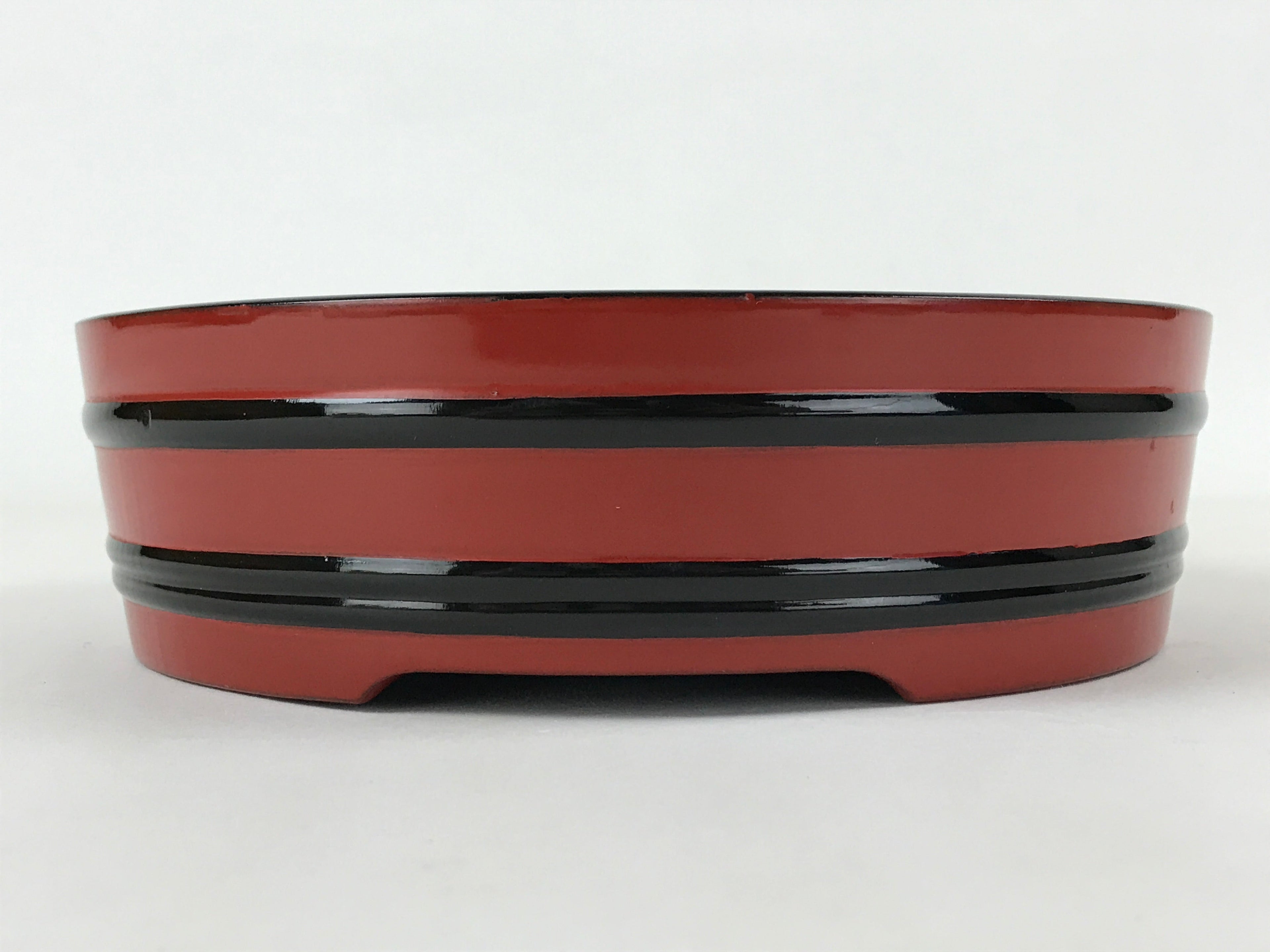 Japanese Lacquered Wooden Serving Dish Vtg Sushioke Tray Bowl Red Black L90