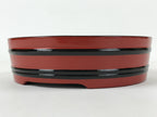 Japanese Lacquered Wooden Serving Dish Vtg Sushioke Tray Bowl Red Black L90