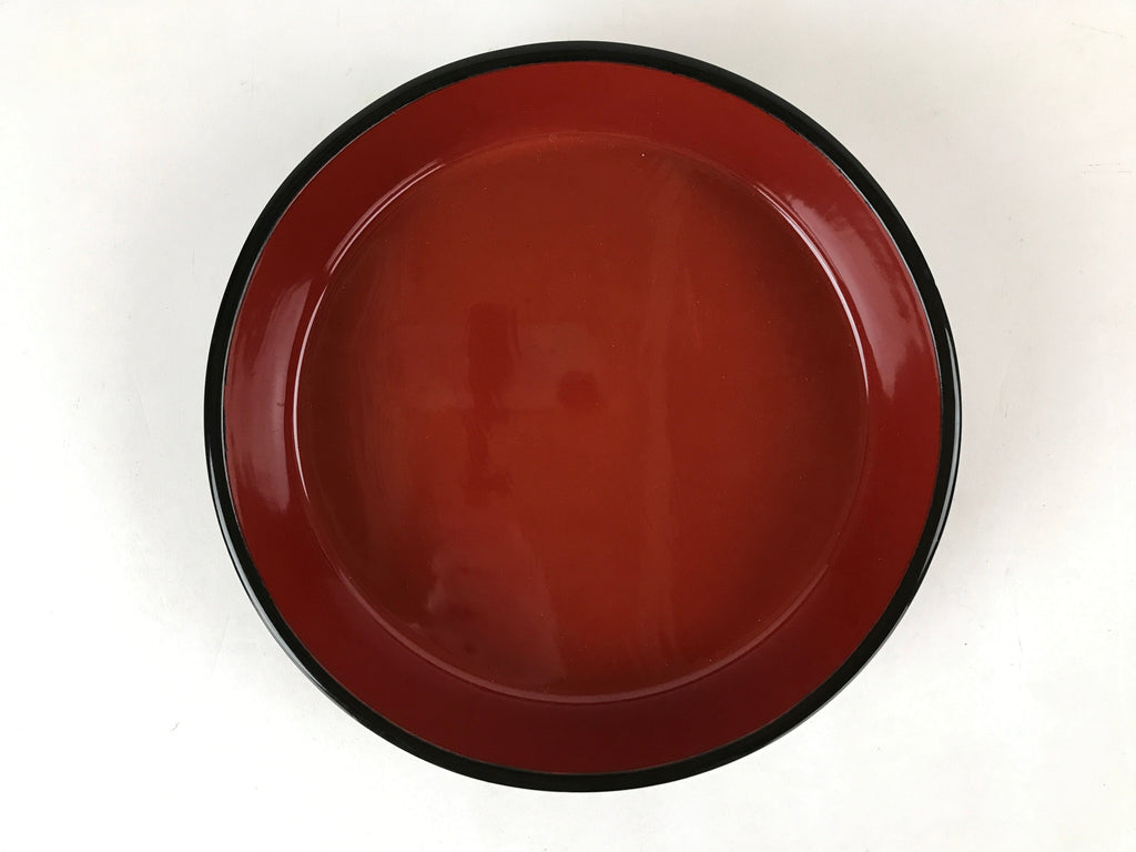 Japanese Lacquered Wooden Serving Dish Vtg Sushioke Tray Bowl Red Black L90