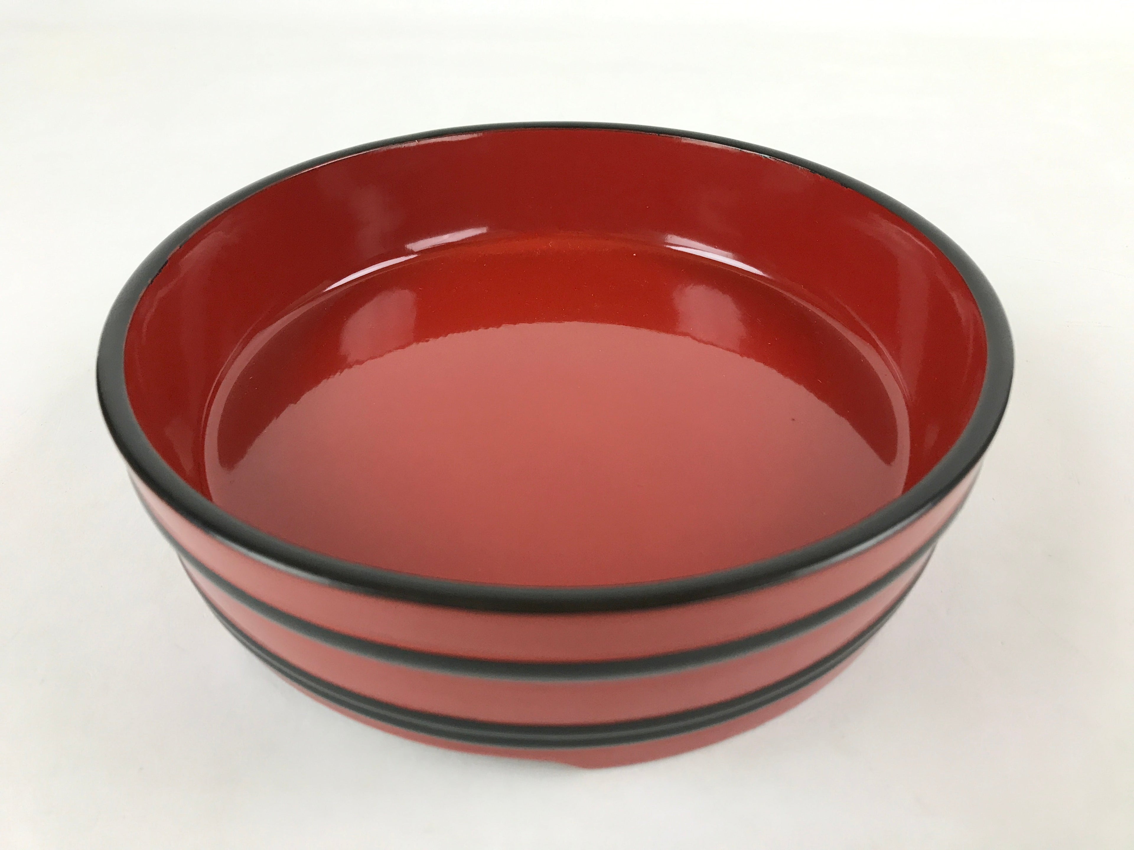 Japanese Lacquered Wooden Serving Dish Vtg Sushioke Tray Bowl Red Black L90