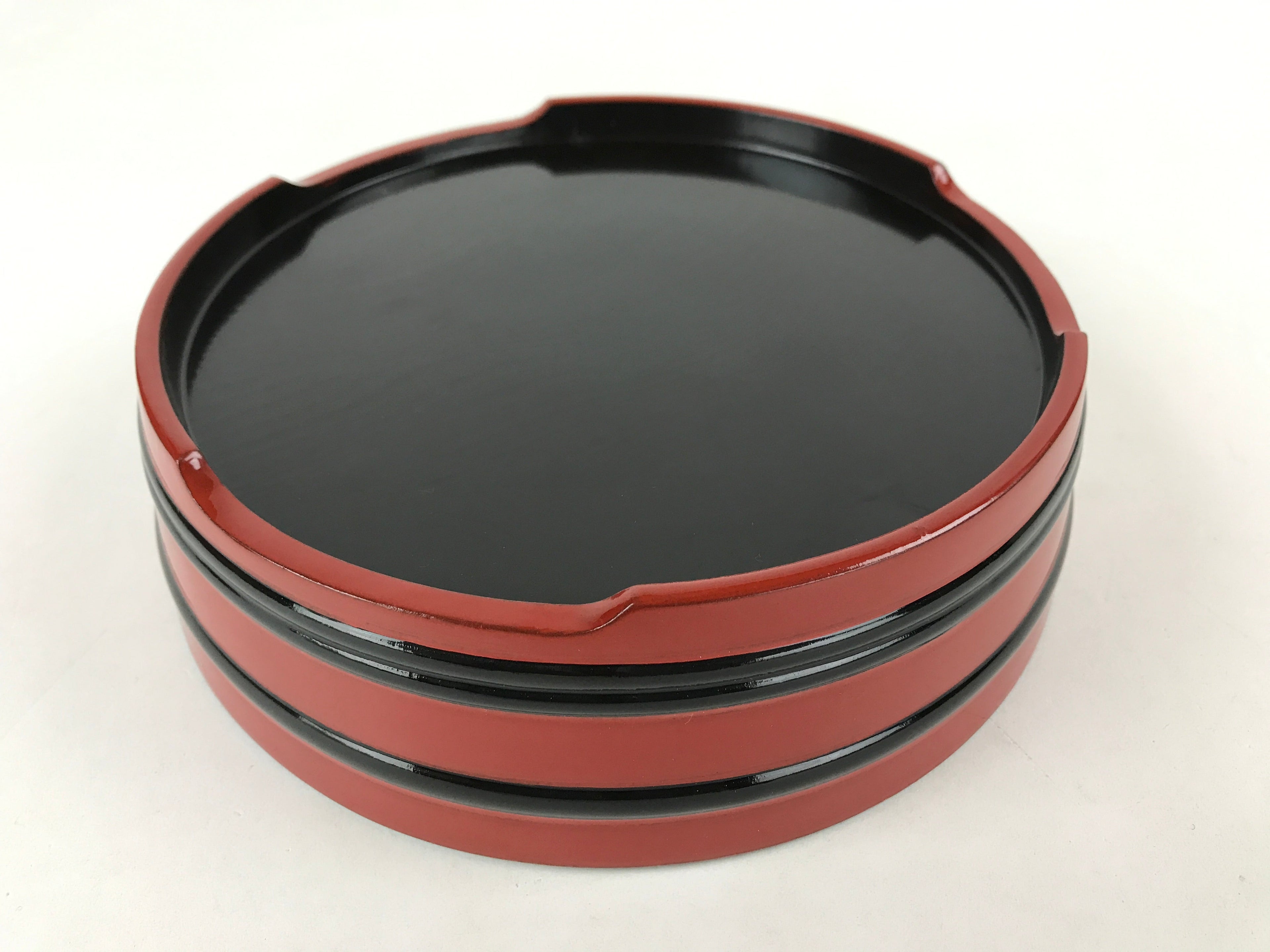 Japanese Lacquered Wooden Serving Dish Vtg Sushioke Tray Bowl Red Black L90