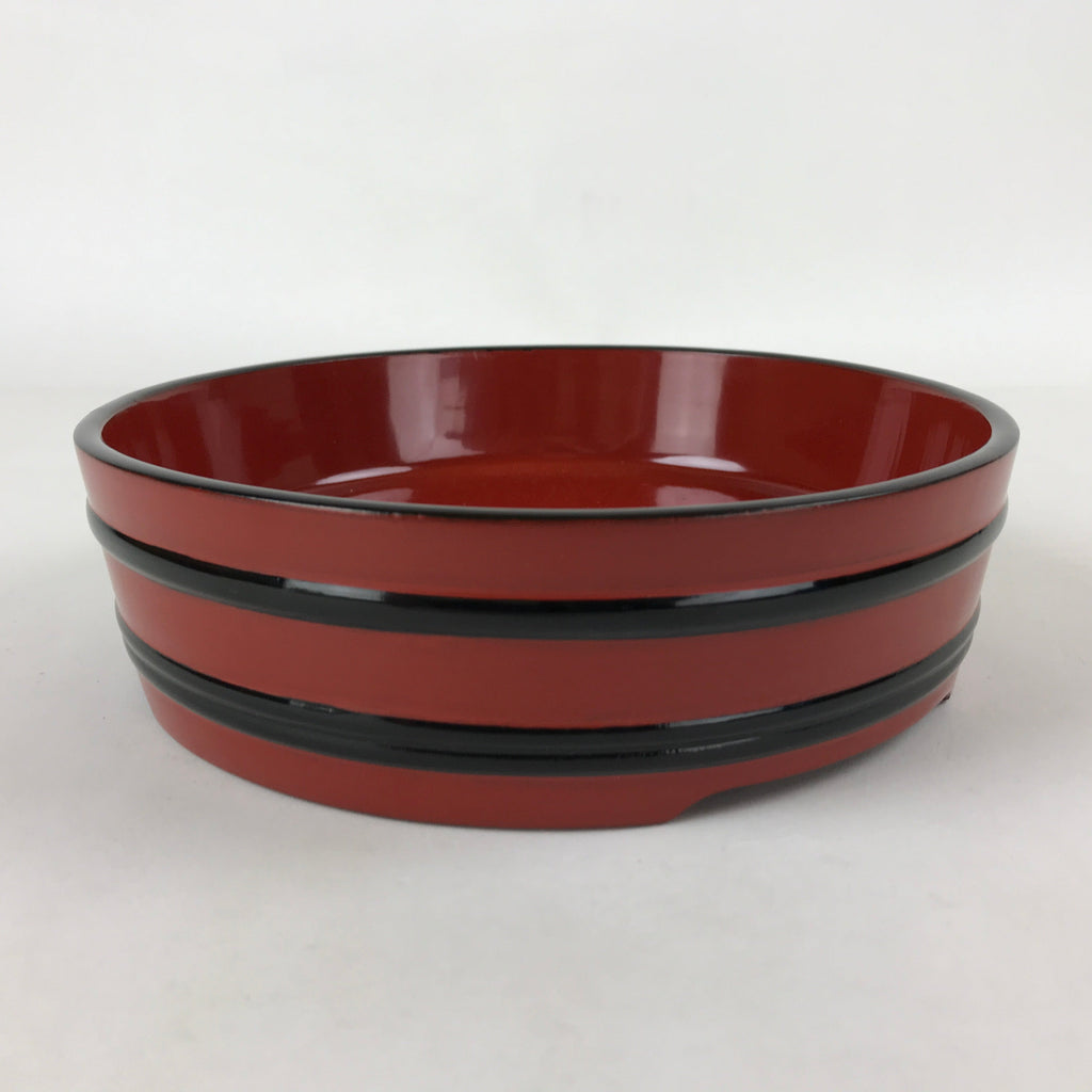 Japanese Lacquered Wooden Serving Dish Vtg Sushioke Tray Bowl Red Black L90