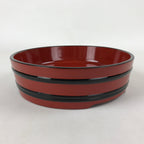 Japanese Lacquered Wooden Serving Dish Vtg Sushioke Tray Bowl Red Black L90
