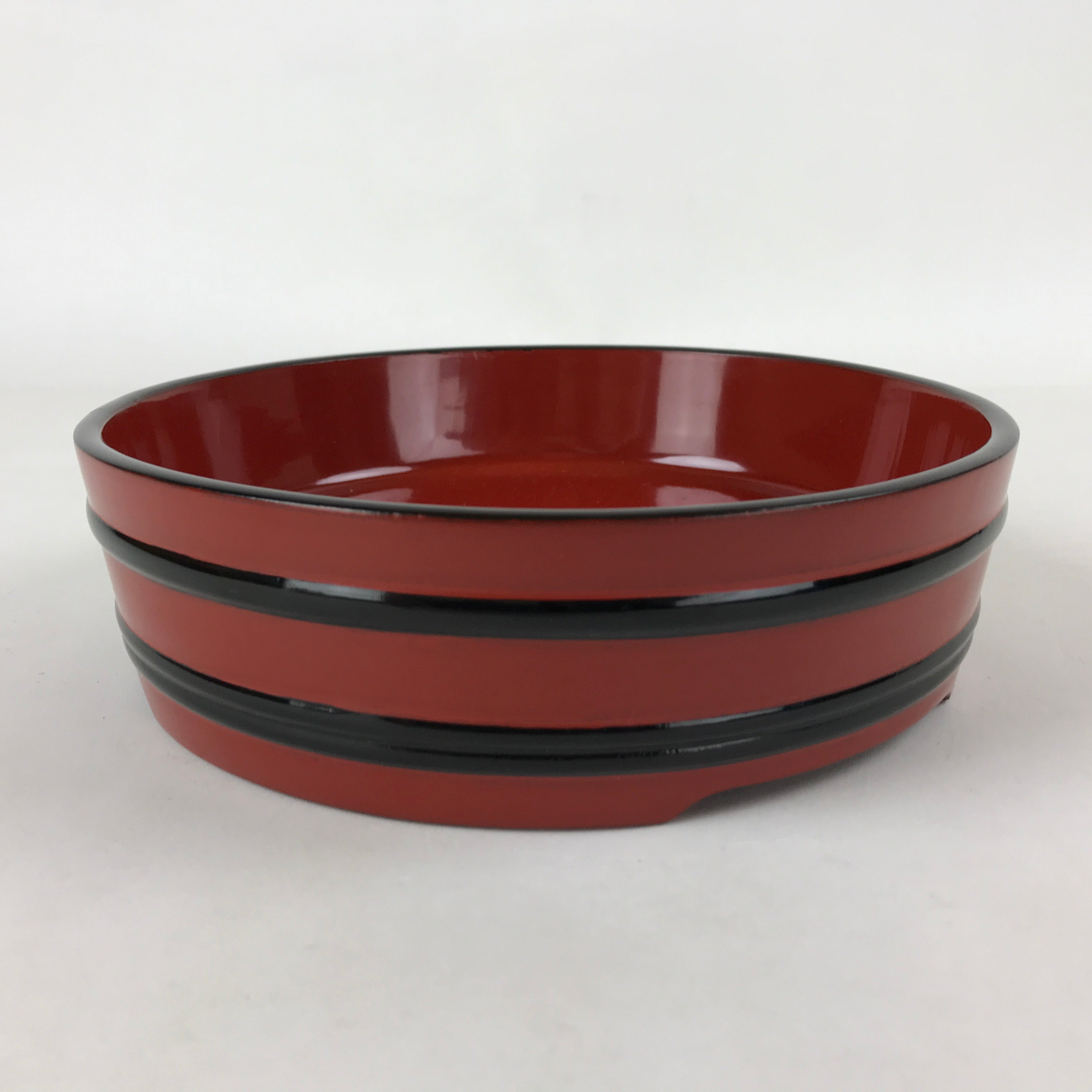 Japanese Lacquered Wooden Serving Dish Vtg Sushioke Tray Bowl Red Black L90