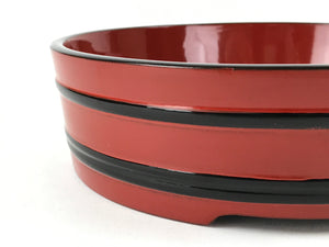 Japanese Lacquered Wooden Serving Dish Vtg Sushioke Tray Bowl Red Black L91