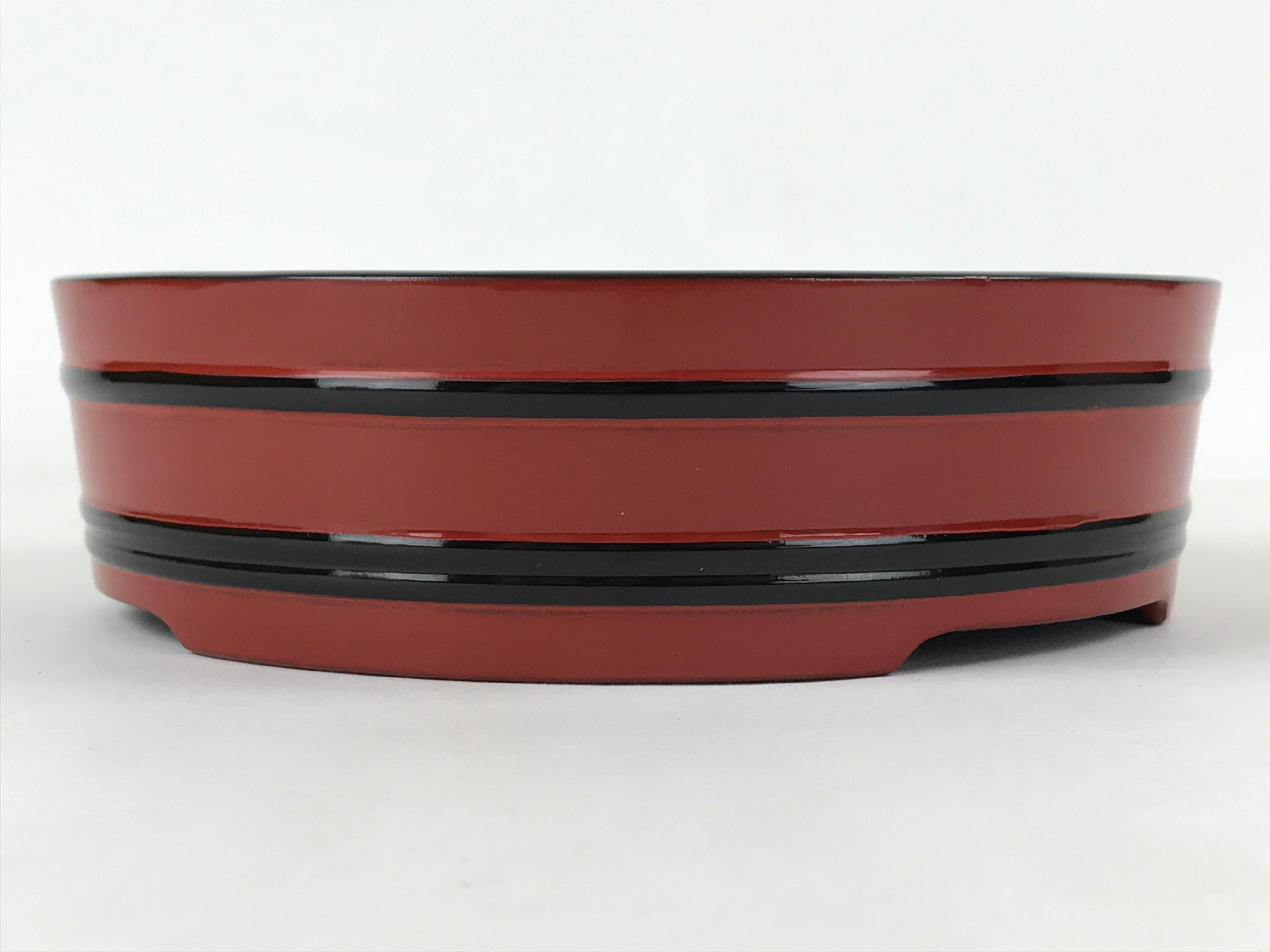 Japanese Lacquered Wooden Serving Dish Vtg Sushioke Tray Bowl Red Black L91