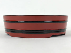 Japanese Lacquered Wooden Serving Dish Vtg Sushioke Tray Bowl Red Black L91