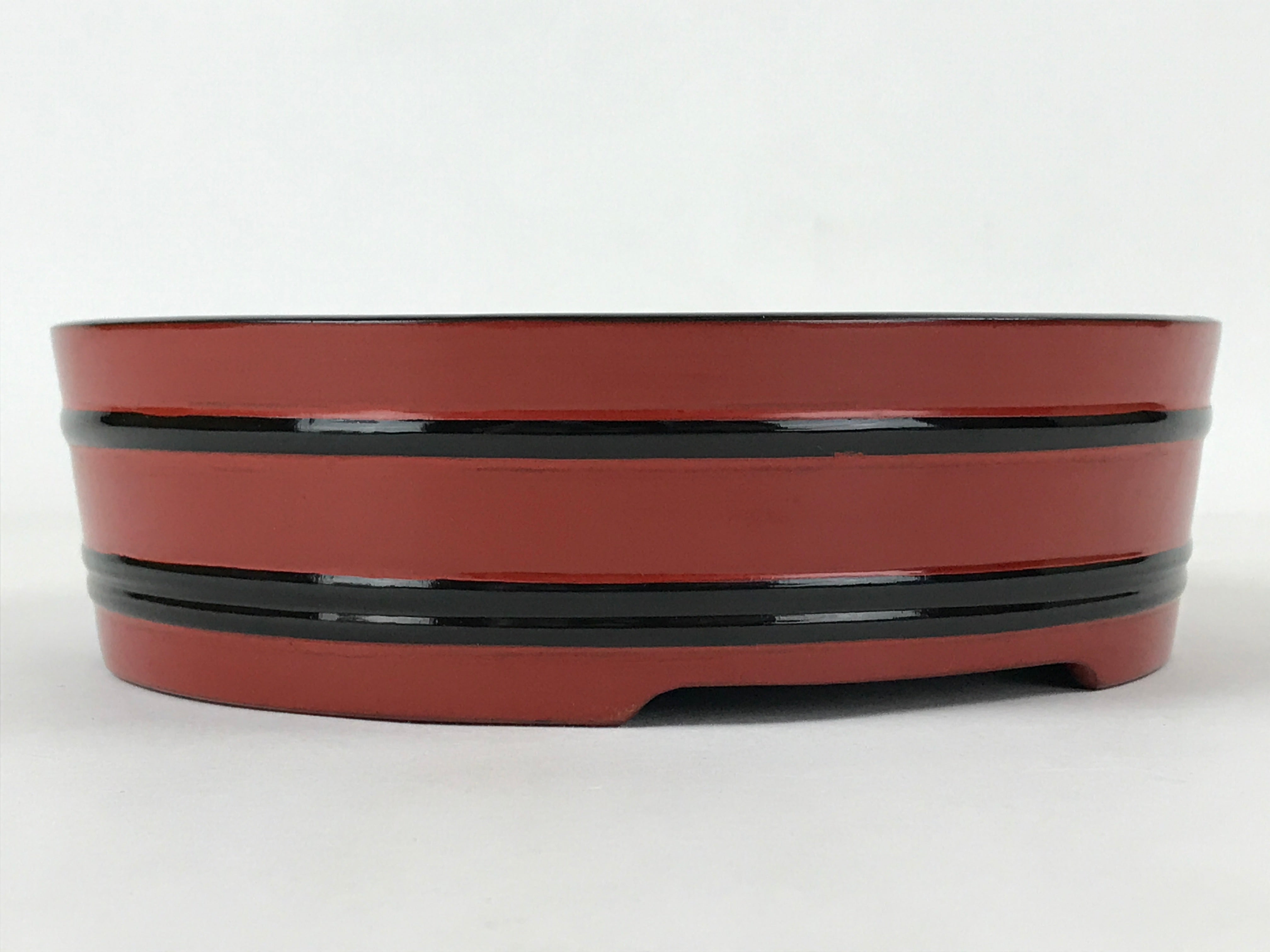 Japanese Lacquered Wooden Serving Dish Vtg Sushioke Tray Bowl Red Black L91