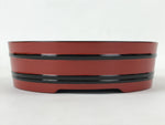 Japanese Lacquered Wooden Serving Dish Vtg Sushioke Tray Bowl Red Black L91