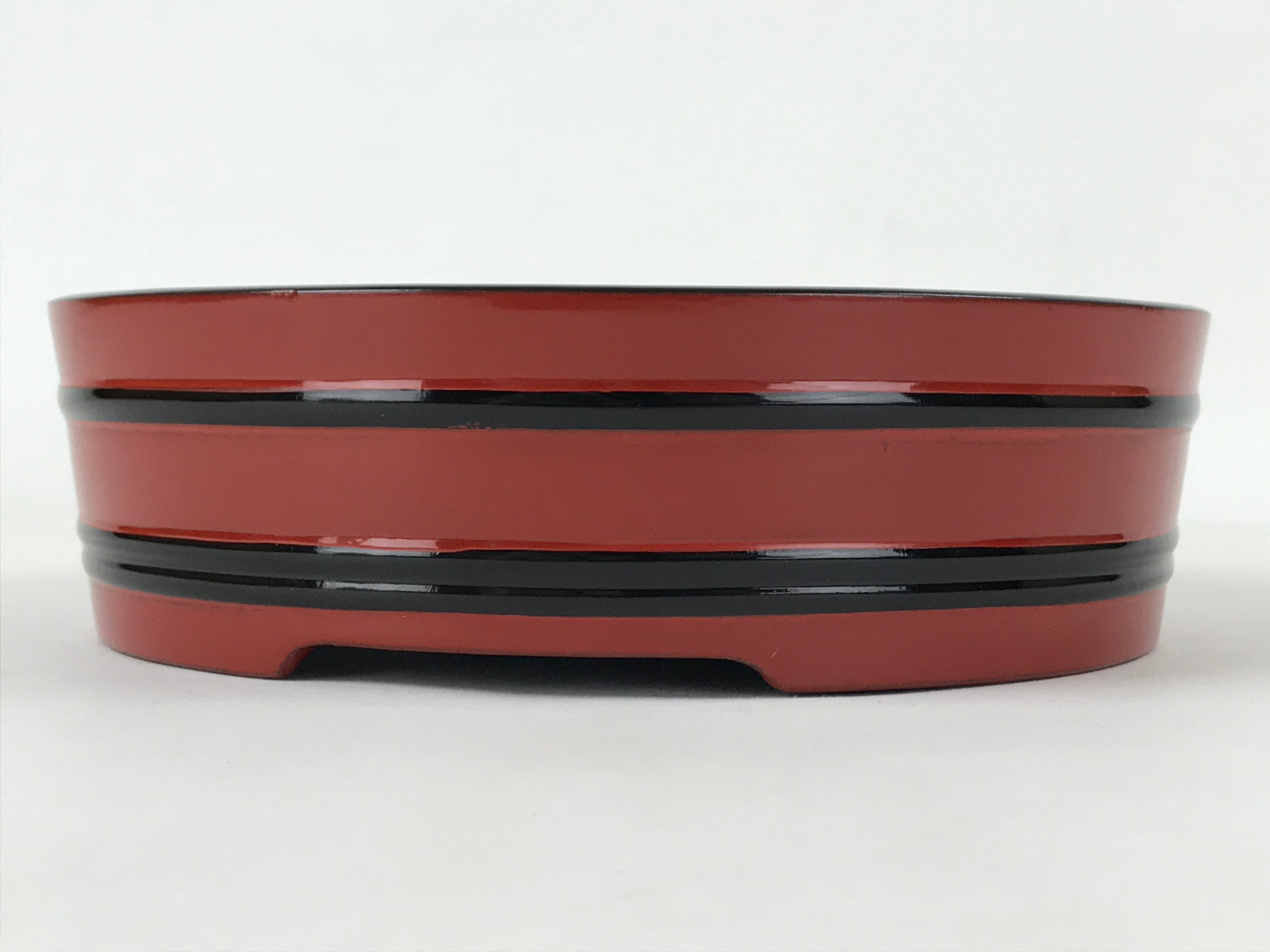 Japanese Lacquered Wooden Serving Dish Vtg Sushioke Tray Bowl Red Black L91