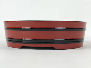 Japanese Lacquered Wooden Serving Dish Vtg Sushioke Tray Bowl Red Black L91