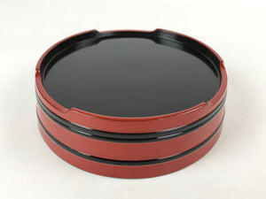 Japanese Lacquered Wooden Serving Dish Vtg Sushioke Tray Bowl Red Black L91