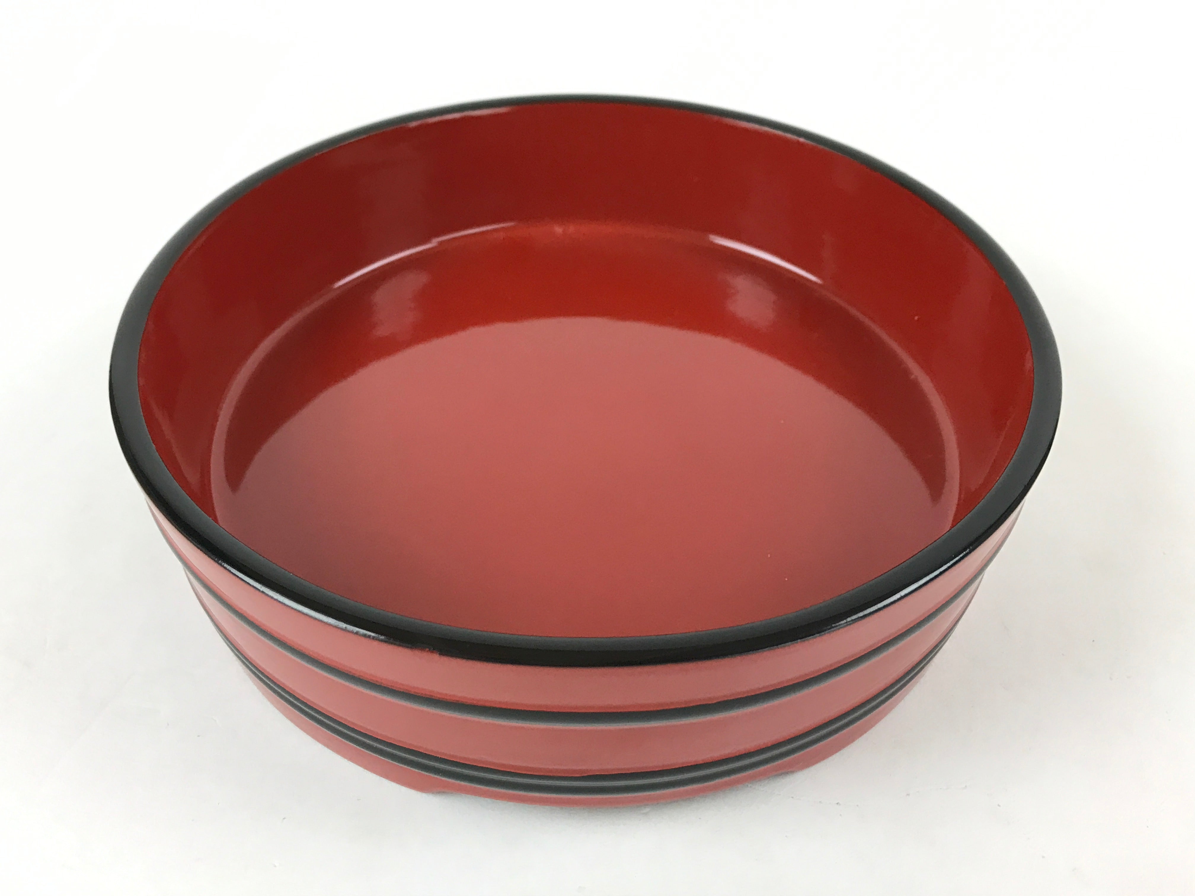 Japanese Lacquered Wooden Serving Dish Vtg Sushioke Tray Bowl Red Black L91