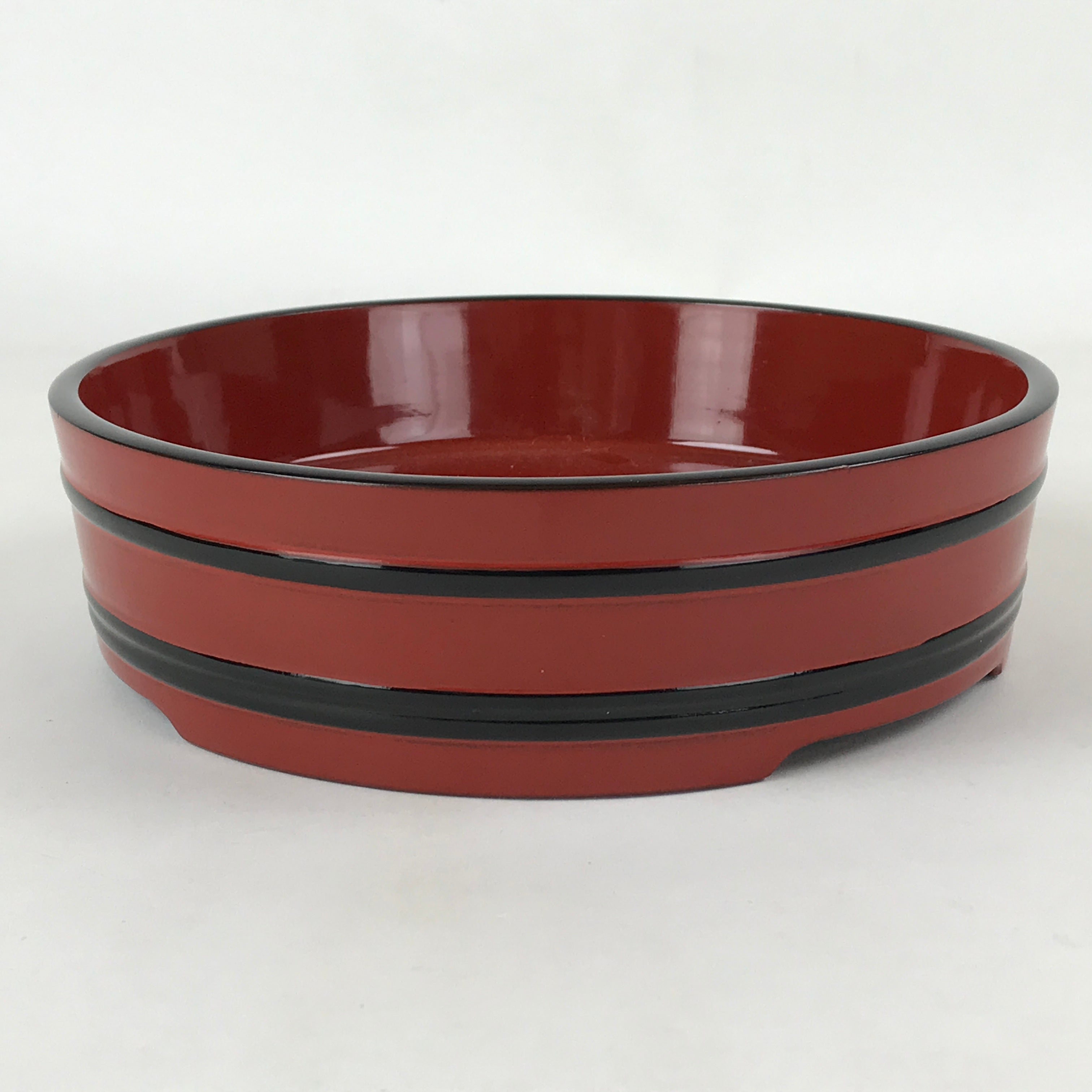 Japanese Lacquered Wooden Serving Dish Vtg Sushioke Tray Bowl Red Black L91