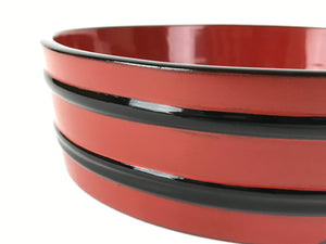 Japanese Lacquered Wooden Serving Dish Vtg Sushioke Tray Bowl Red Black L92