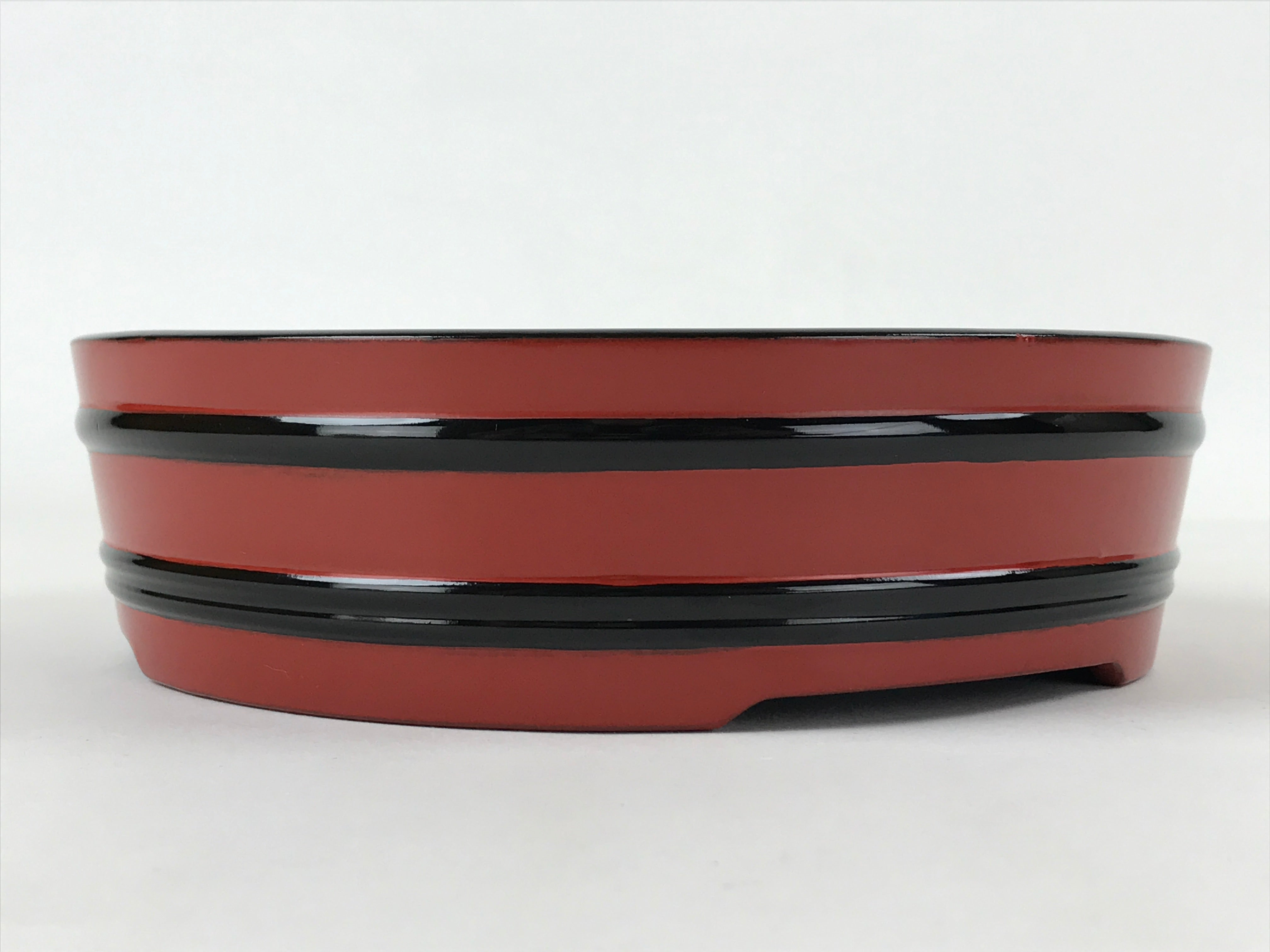 Japanese Lacquered Wooden Serving Dish Vtg Sushioke Tray Bowl Red Black L92