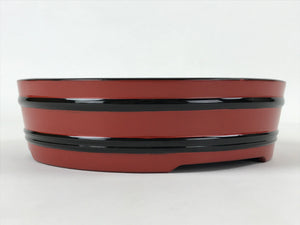 Japanese Lacquered Wooden Serving Dish Vtg Sushioke Tray Bowl Red Black L92