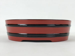 Japanese Lacquered Wooden Serving Dish Vtg Sushioke Tray Bowl Red Black L92