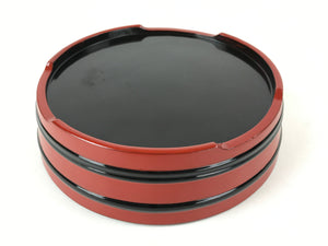 Japanese Lacquered Wooden Serving Dish Vtg Sushioke Tray Bowl Red Black L92