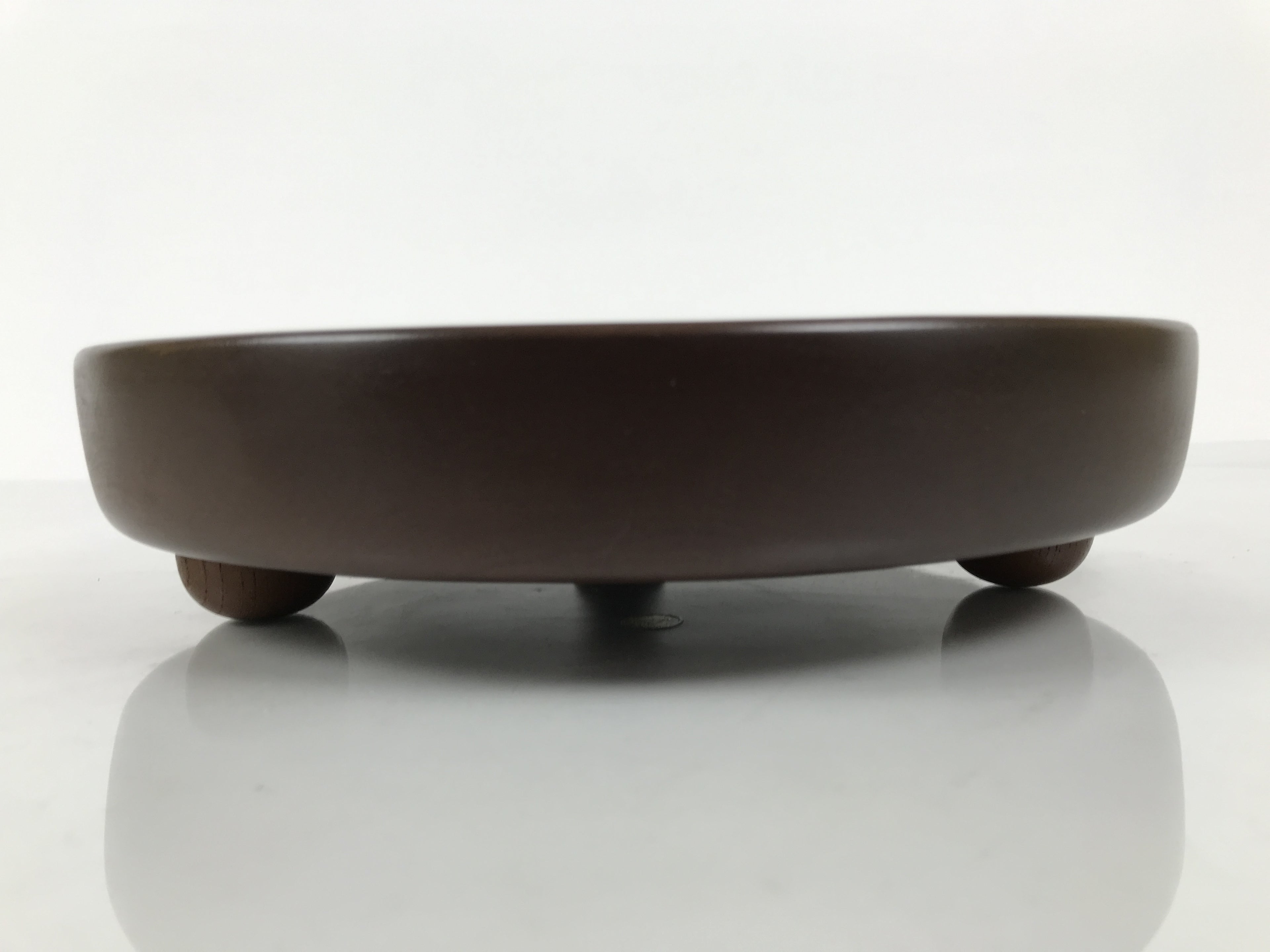 Japanese Lacquered Wooden Serving Plate Vtg Round Dish Five Partition Brown L609