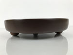 Japanese Lacquered Wooden Serving Plate Vtg Round Dish Five Partition Brown L609