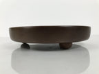 Japanese Lacquered Wooden Serving Plate Vtg Round Dish Five Partition Brown L609