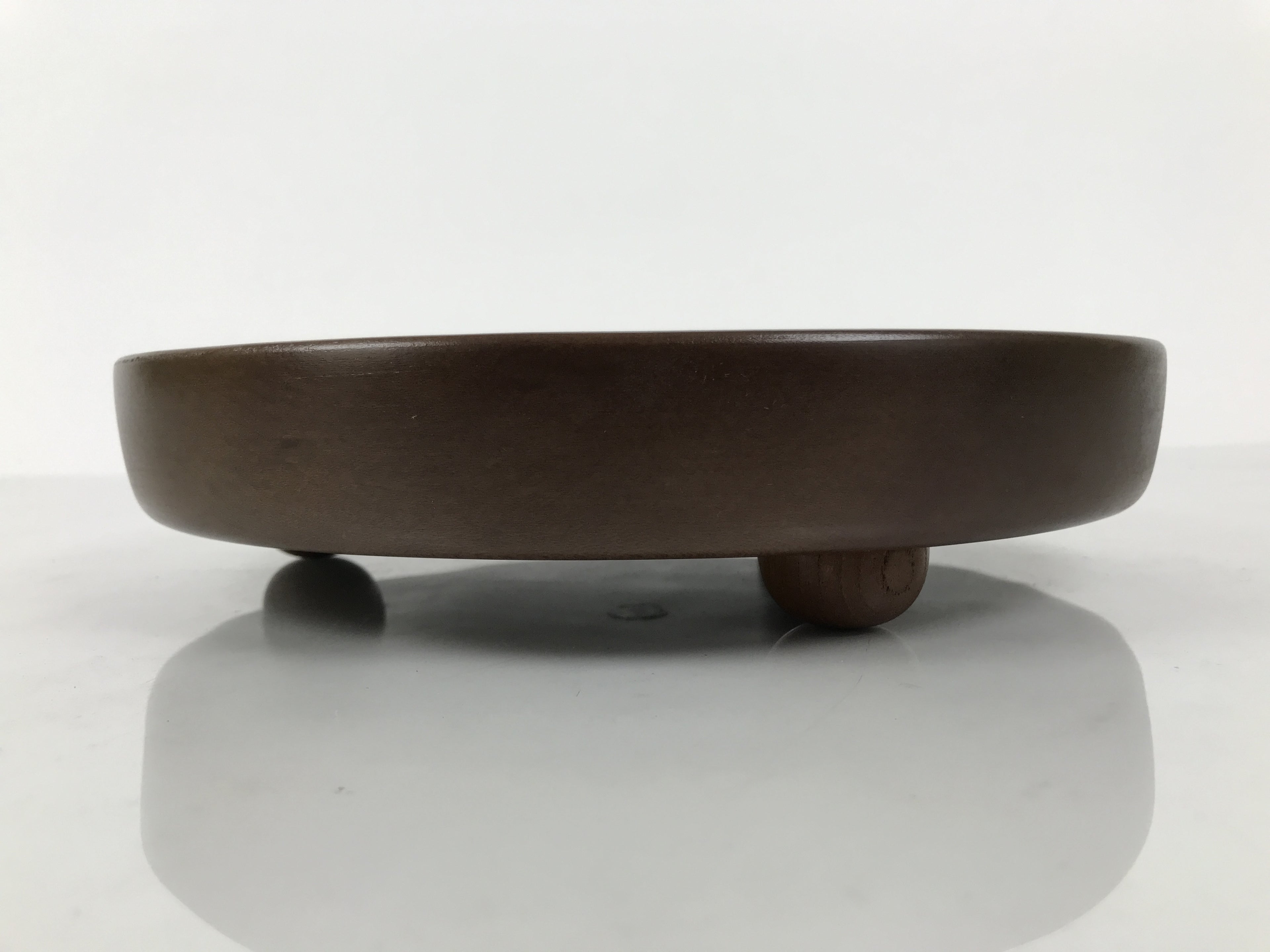 Japanese Lacquered Wooden Serving Plate Vtg Round Dish Five Partition Brown L609