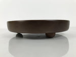 Japanese Lacquered Wooden Serving Plate Vtg Round Dish Five Partition Brown L609