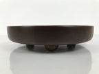 Japanese Lacquered Wooden Serving Plate Vtg Round Dish Five Partition Brown L609