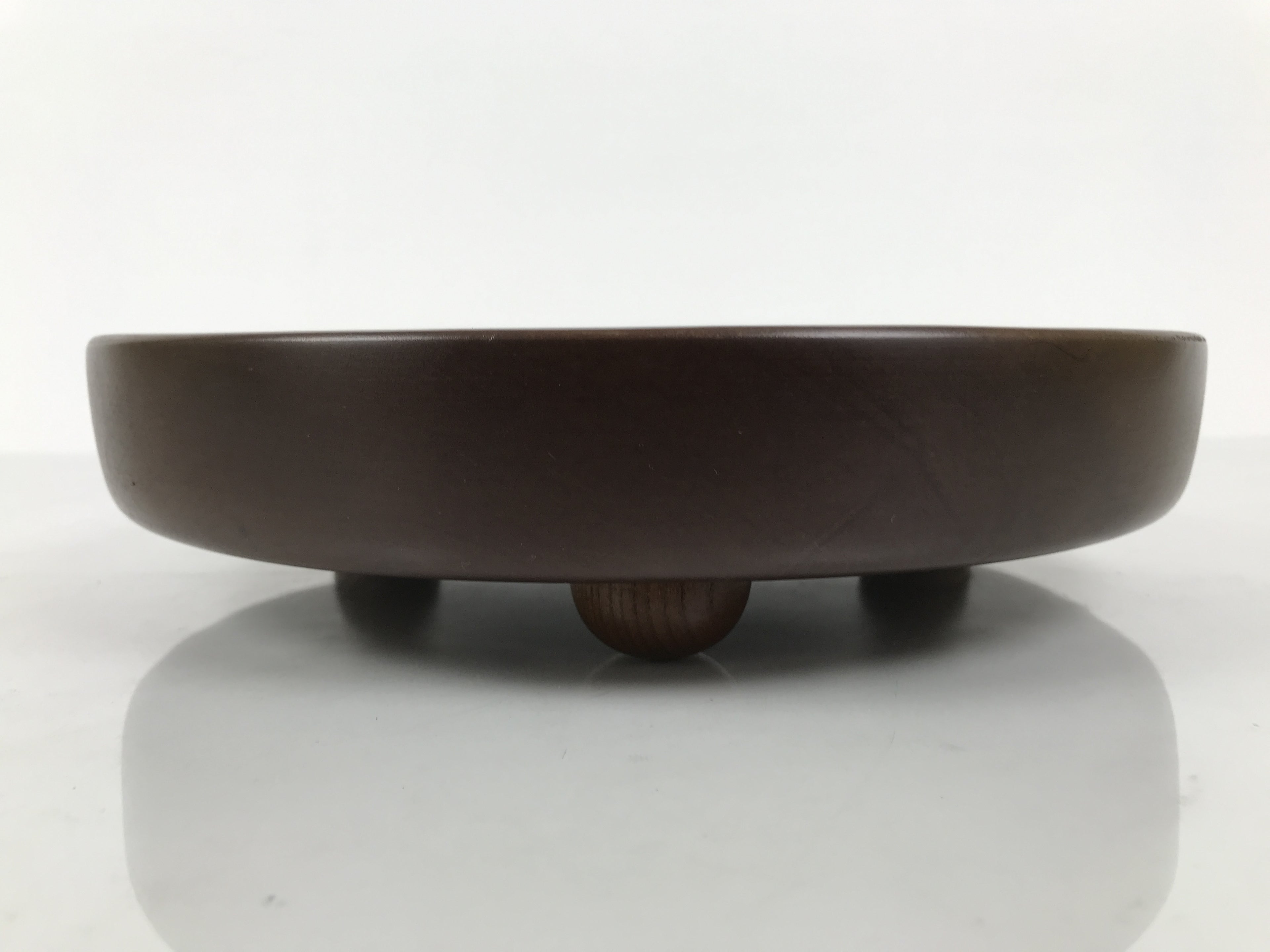 Japanese Lacquered Wooden Serving Plate Vtg Round Dish Five Partition Brown L609
