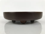 Japanese Lacquered Wooden Serving Plate Vtg Round Dish Five Partition Brown L609