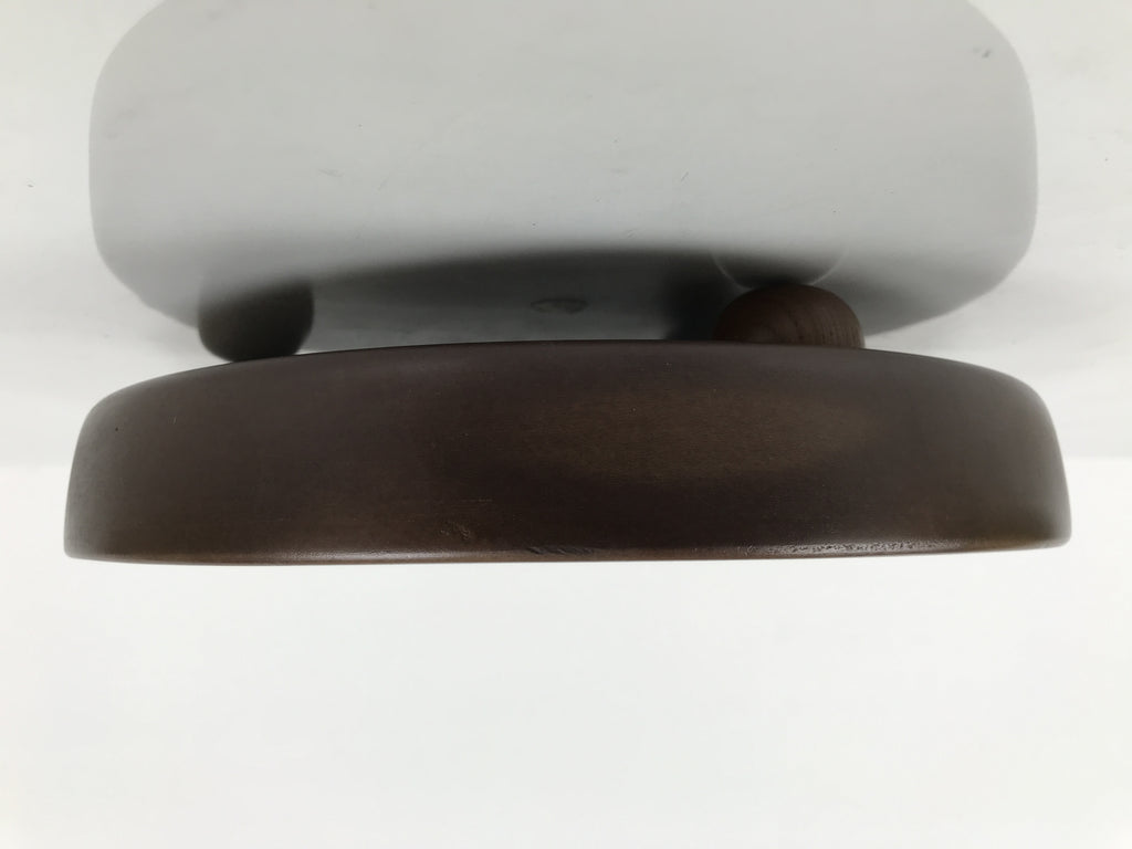 Japanese Lacquered Wooden Serving Plate Vtg Round Dish Five Partition Brown L609