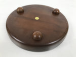Japanese Lacquered Wooden Serving Plate Vtg Round Dish Five Partition Brown L609