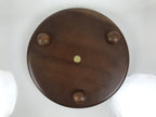 Japanese Lacquered Wooden Serving Plate Vtg Round Dish Five Partition Brown L609