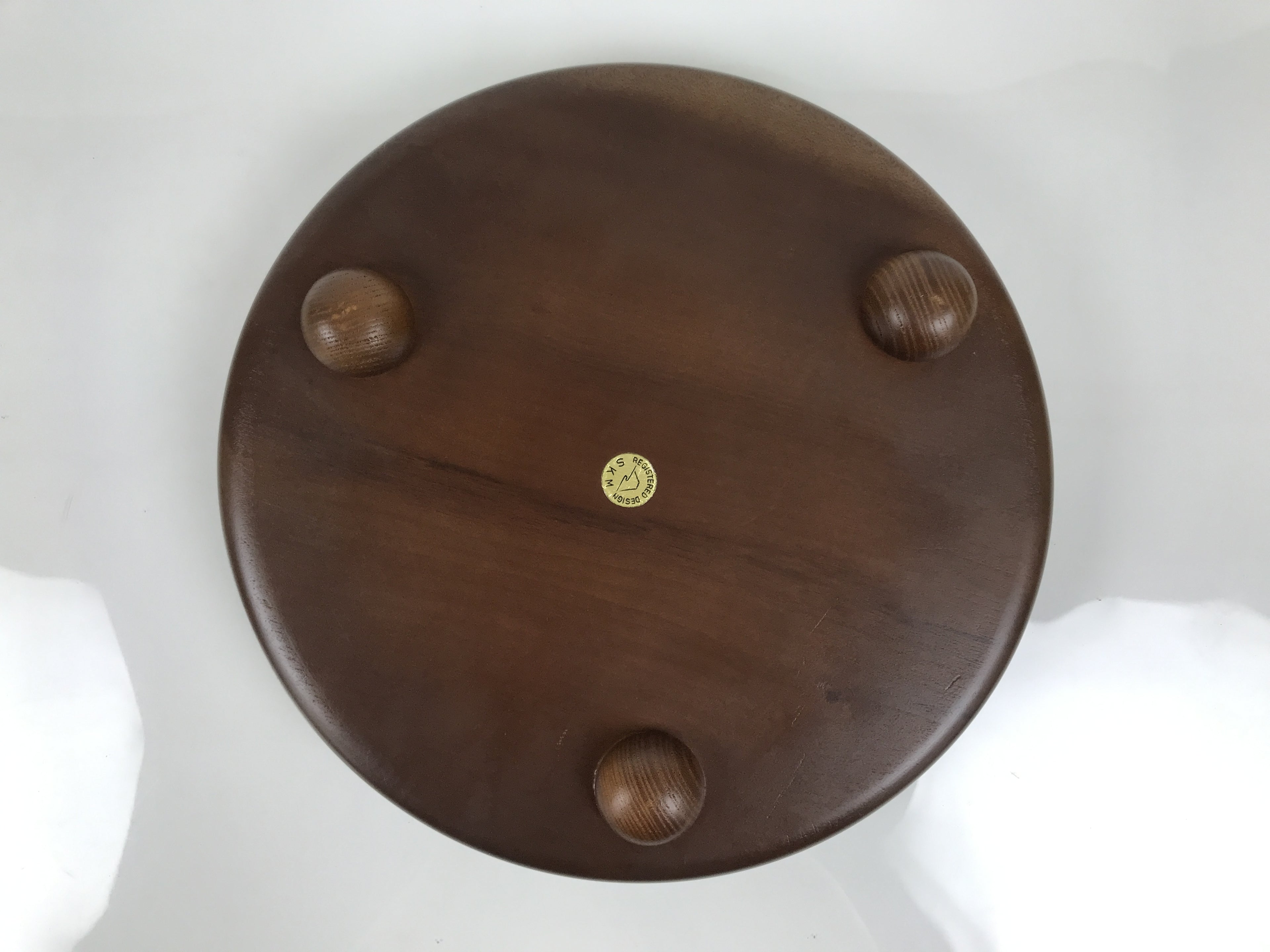 Japanese Lacquered Wooden Serving Plate Vtg Round Dish Five Partition Brown L609