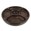Japanese Lacquered Wooden Serving Plate Vtg Round Dish Five Partition Brown L609