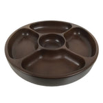Japanese Lacquered Wooden Serving Plate Vtg Round Dish Five Partition Brown L609