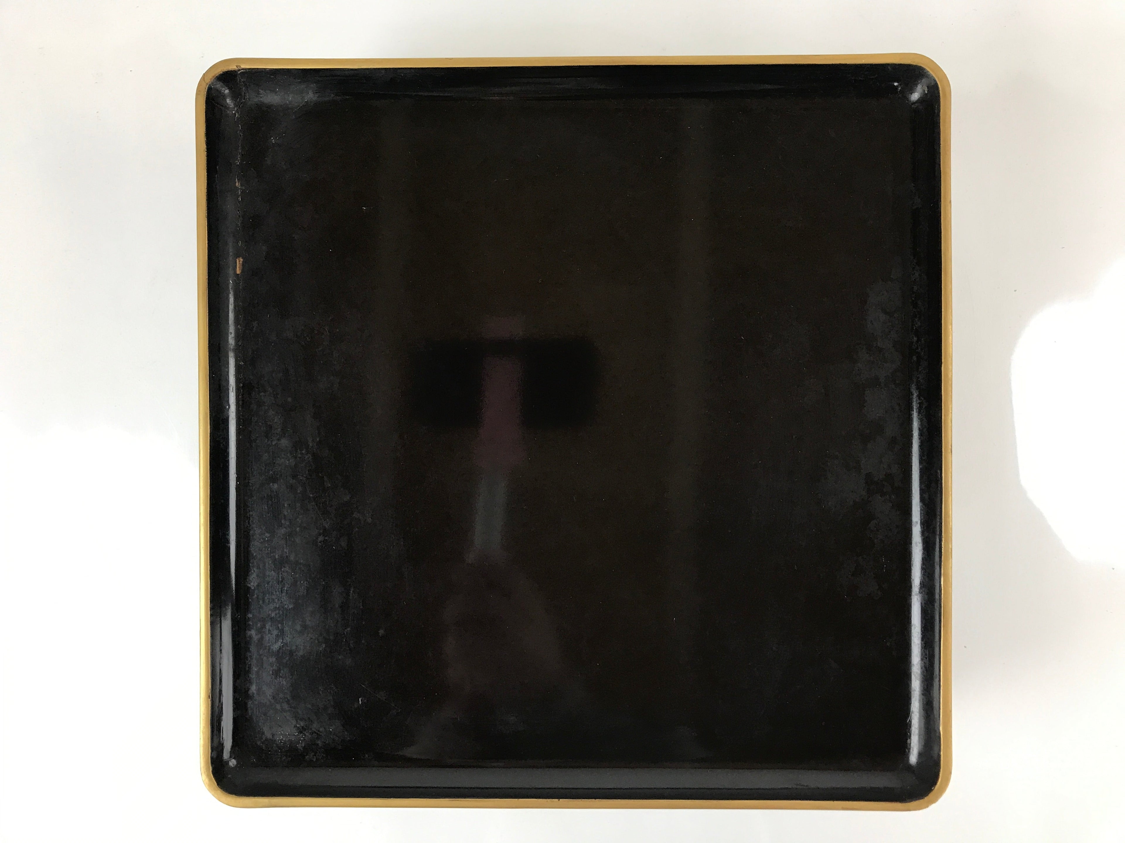 Japanese Lacquered Wooden Serving Table Ozen Vtg Black Gold Storage Box LWB86