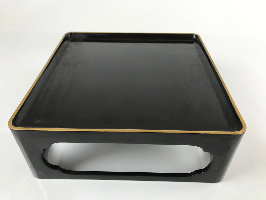 Japanese Lacquered Wooden Serving Table Ozen Vtg Black Gold Storage Box LWB86