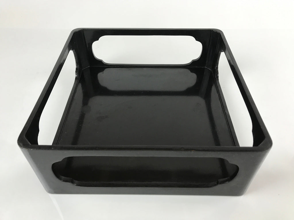 Japanese Lacquered Wooden Serving Table Ozen Vtg Black Gold Storage Box LWB86