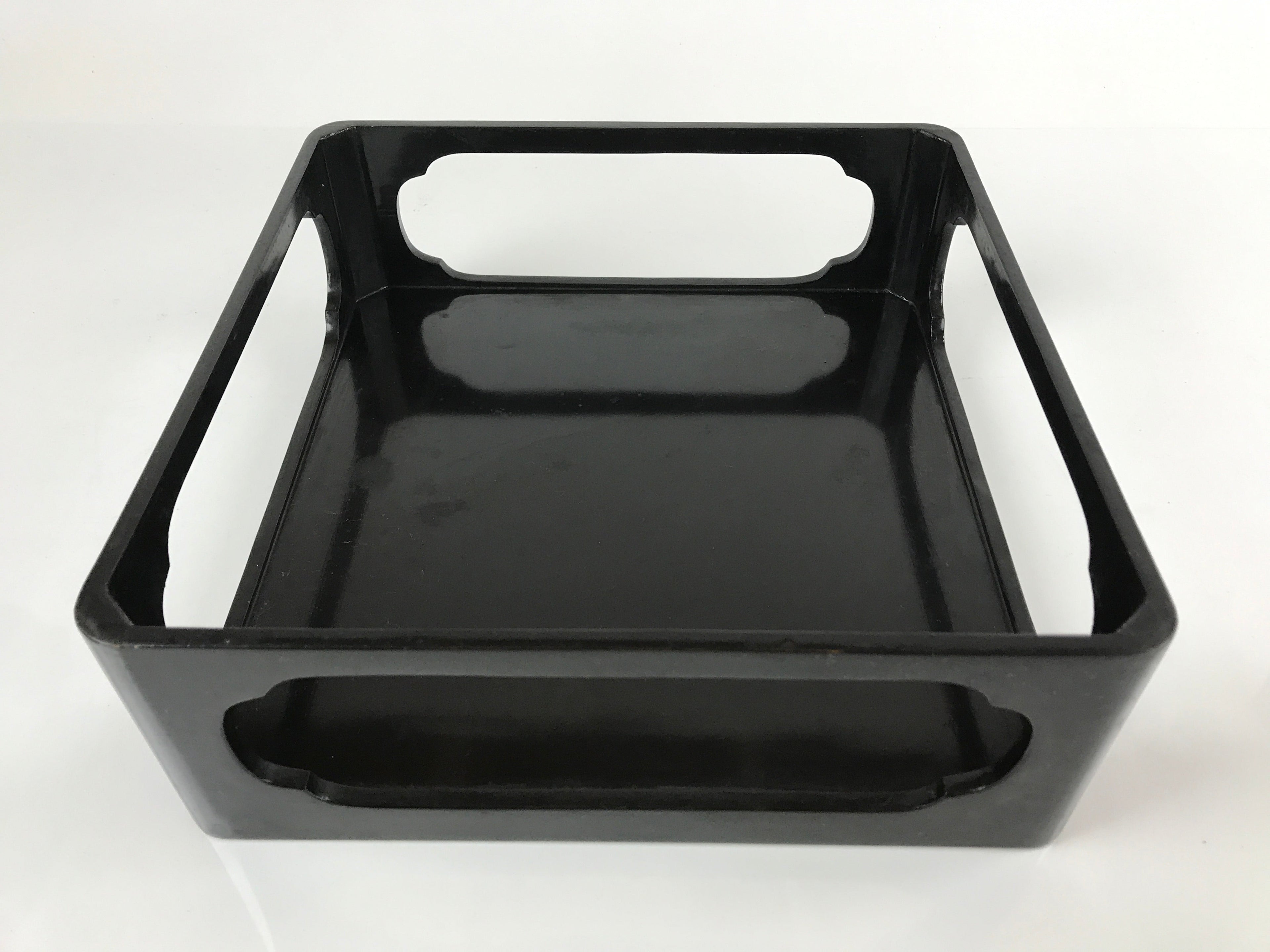 Japanese Lacquered Wooden Serving Table Ozen Vtg Black Gold Storage Box LWB86