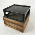 Japanese Lacquered Wooden Serving Table Ozen Vtg Black Gold Storage Box LWB86