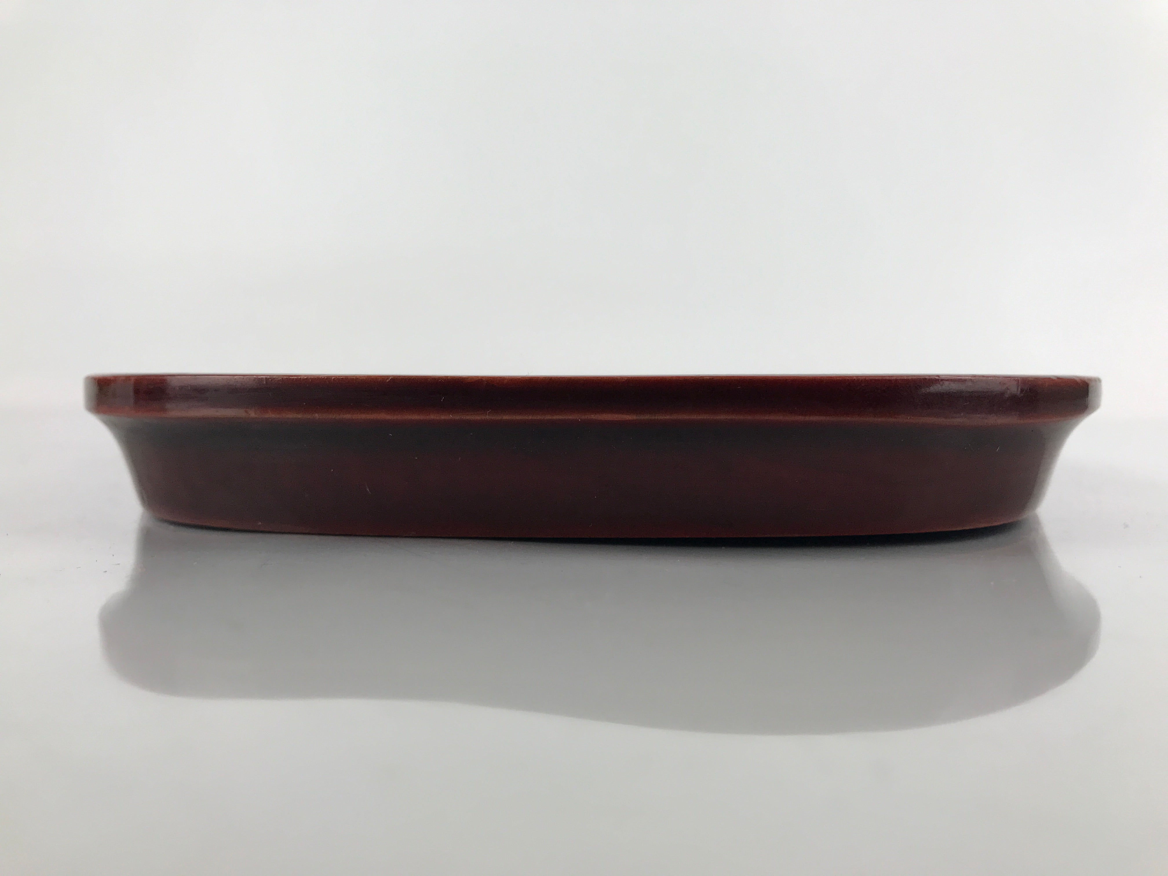 Japanese Lacquered Wooden Serving Tray Obon Vtg Long Shunkei Nuri Brown L141