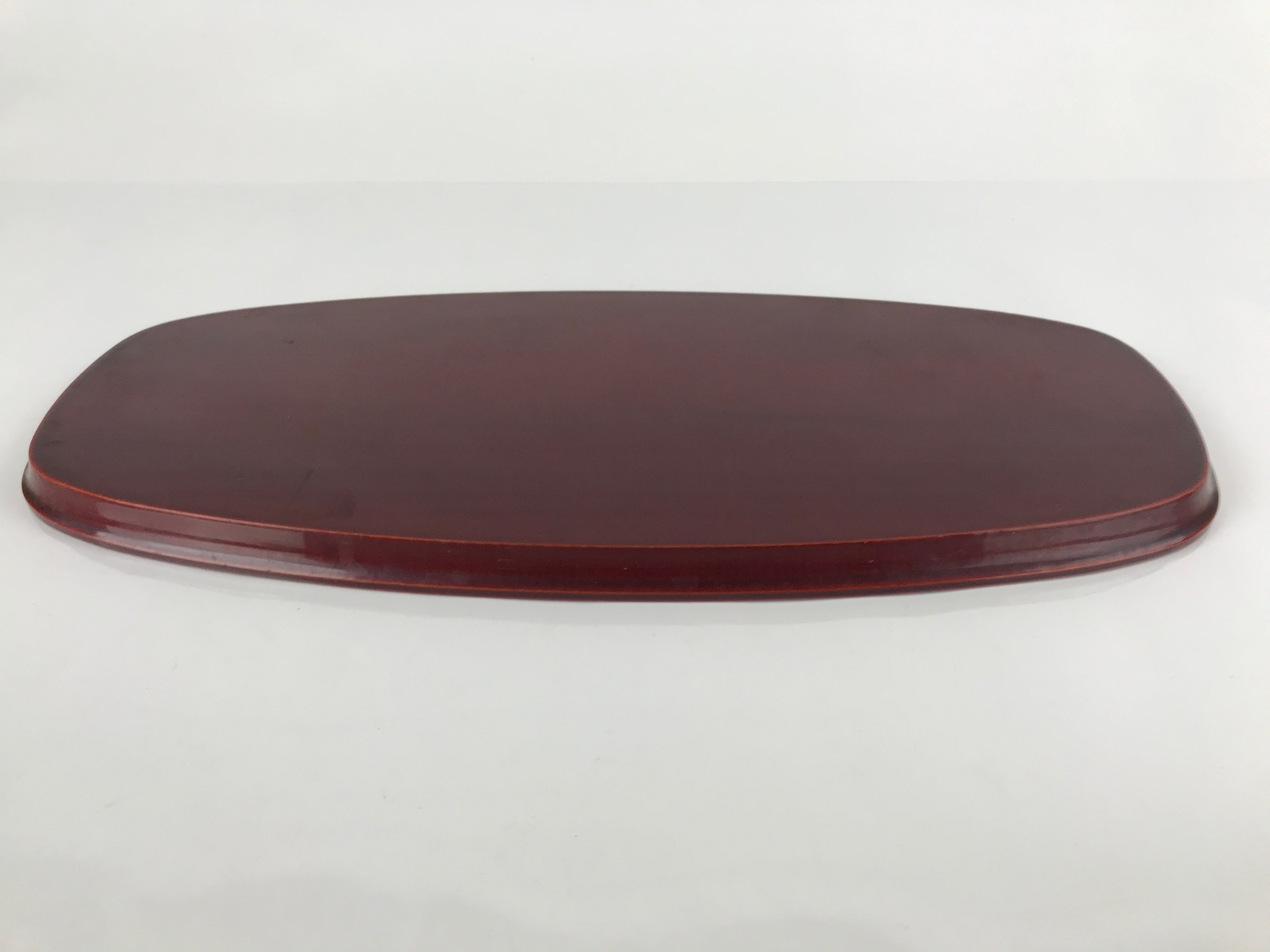 Japanese Lacquered Wooden Serving Tray Obon Vtg Long Shunkei Nuri Brown L141
