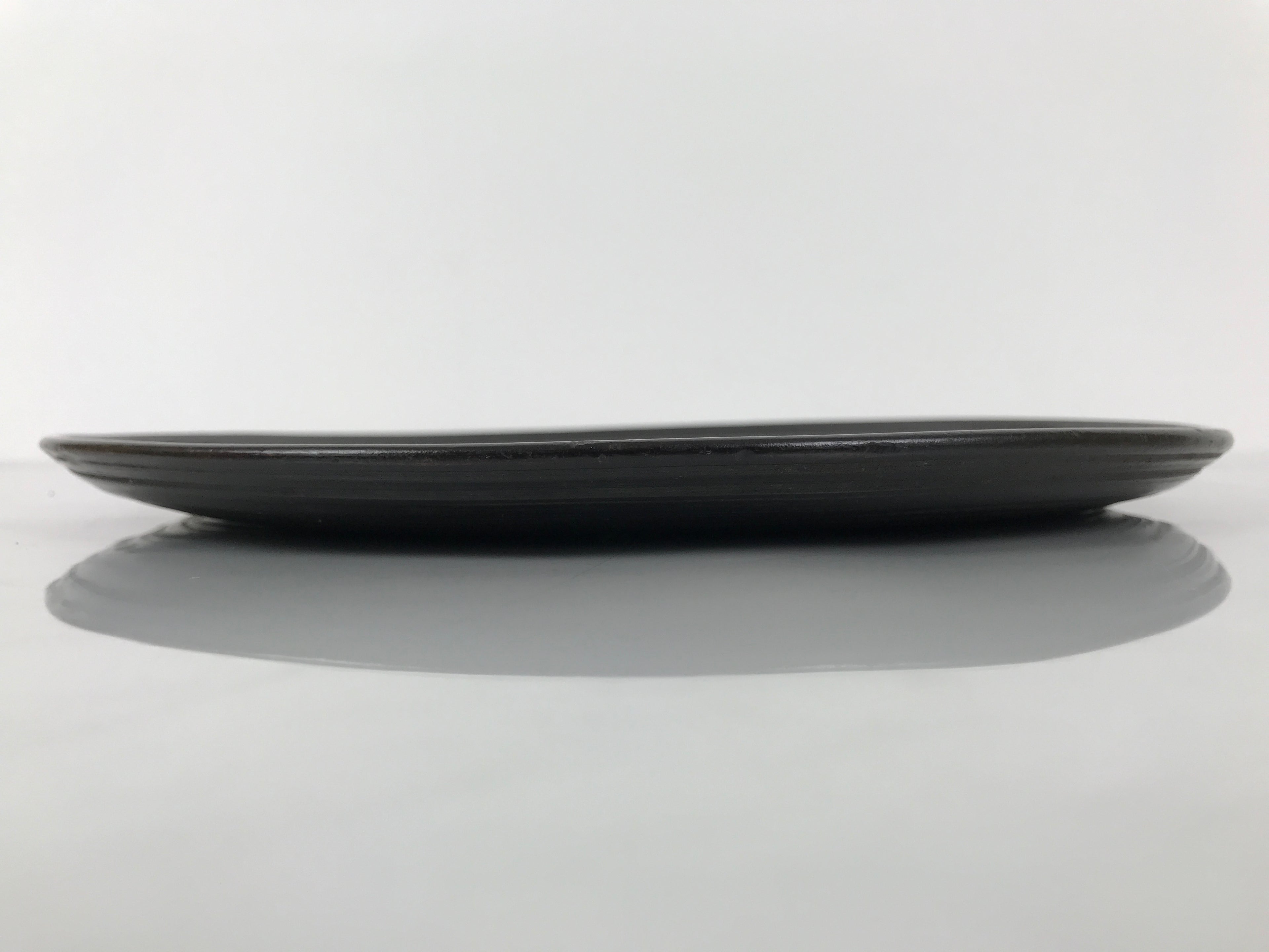 Japanese Lacquered Wooden Serving Tray Obon Vtg Round Black Red Akebono L545