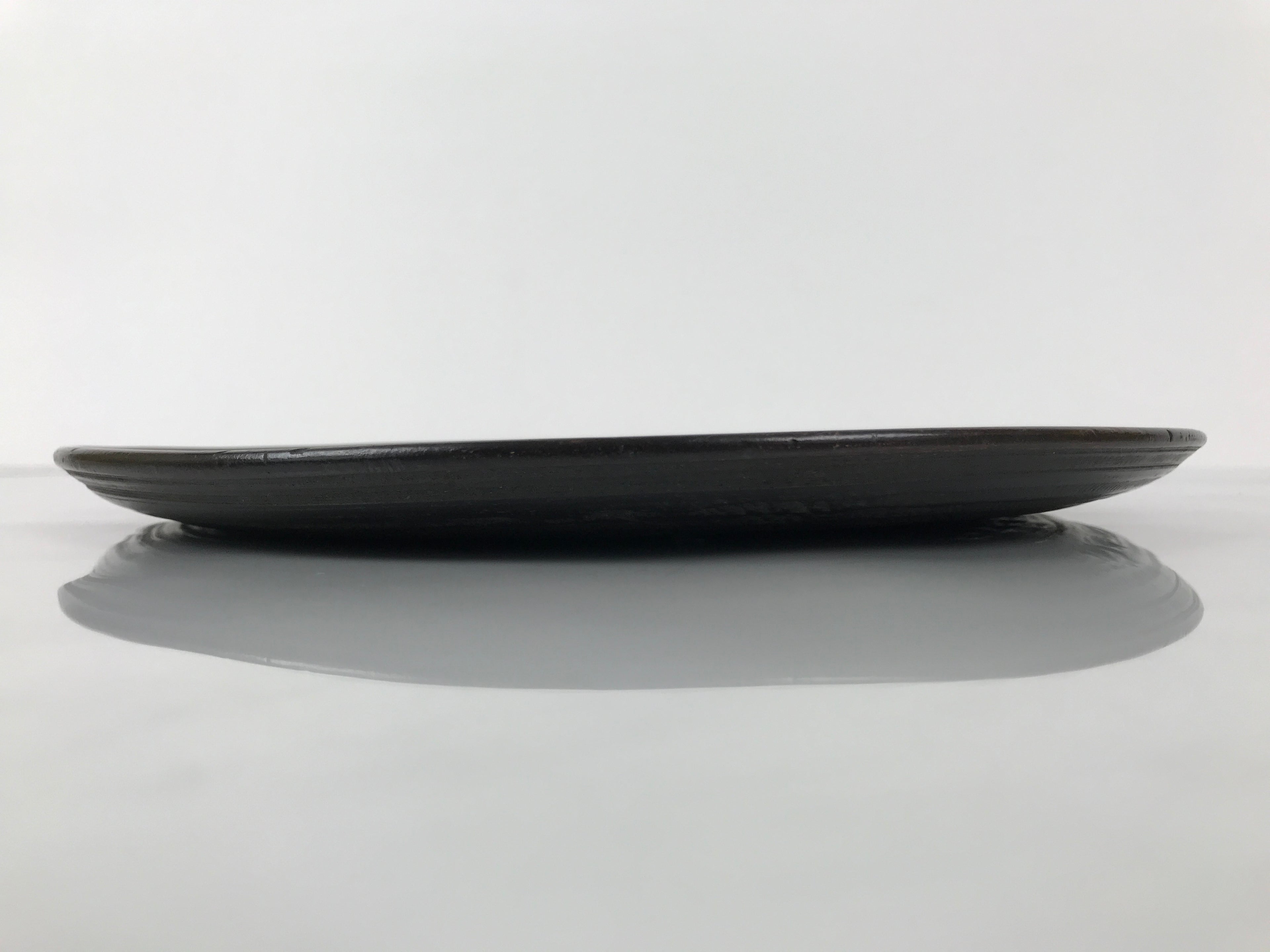 Japanese Lacquered Wooden Serving Tray Obon Vtg Round Black Red Akebono L545